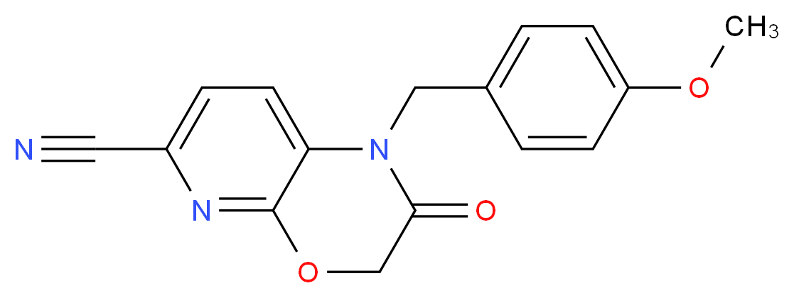 1-(4-Methoxybenzyl)-2-oxo-2,3-dihydro-1H-pyrido[2,3-b][1,4]oxazine-6-carbonitrile_分子结构_CAS_1203499-67-5)