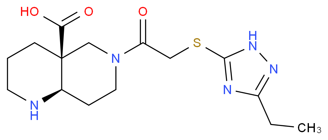 (4aS*,8aR*)-6-{[(3-ethyl-1H-1,2,4-triazol-5-yl)thio]acetyl}octahydro-1,6-naphthyridine-4a(2H)-carboxylic acid_分子结构_CAS_)