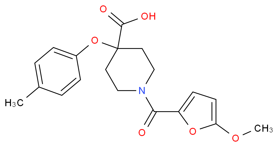 1-(5-methoxy-2-furoyl)-4-(4-methylphenoxy)piperidine-4-carboxylic acid_分子结构_CAS_)