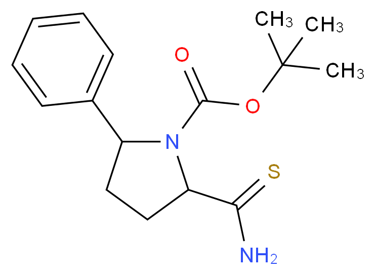 tert-butyl 2-carbamothioyl-5-phenylpyrrolidine-1-carboxylate_分子结构_CAS_885277-73-6