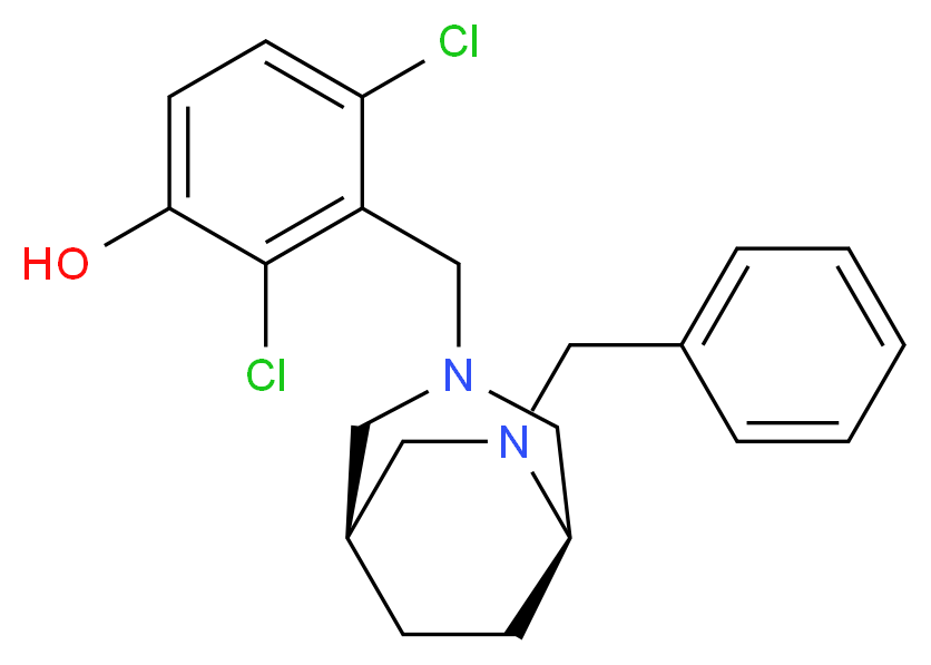 3-{[(1S*,5R*)-6-benzyl-3,6-diazabicyclo[3.2.2]non-3-yl]methyl}-2,4-dichlorophenol_分子结构_CAS_)