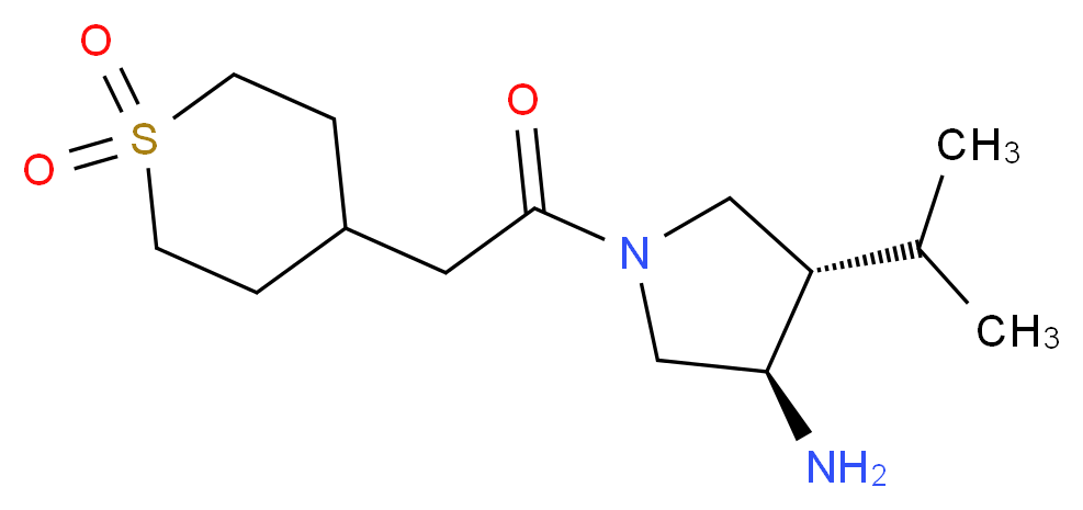 (3R*,4S*)-1-[(1,1-dioxidotetrahydro-2H-thiopyran-4-yl)acetyl]-4-isopropyl-3-pyrrolidinamine_分子结构_CAS_)