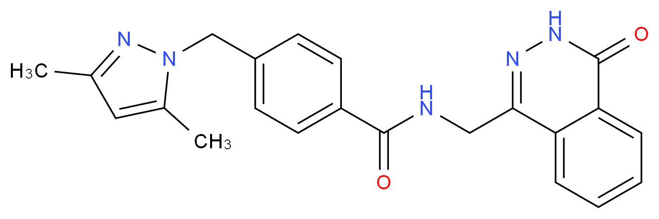 4-[(3,5-dimethyl-1H-pyrazol-1-yl)methyl]-N-[(4-oxo-3,4-dihydro-1-phthalazinyl)methyl]benzamide_分子结构_CAS_)