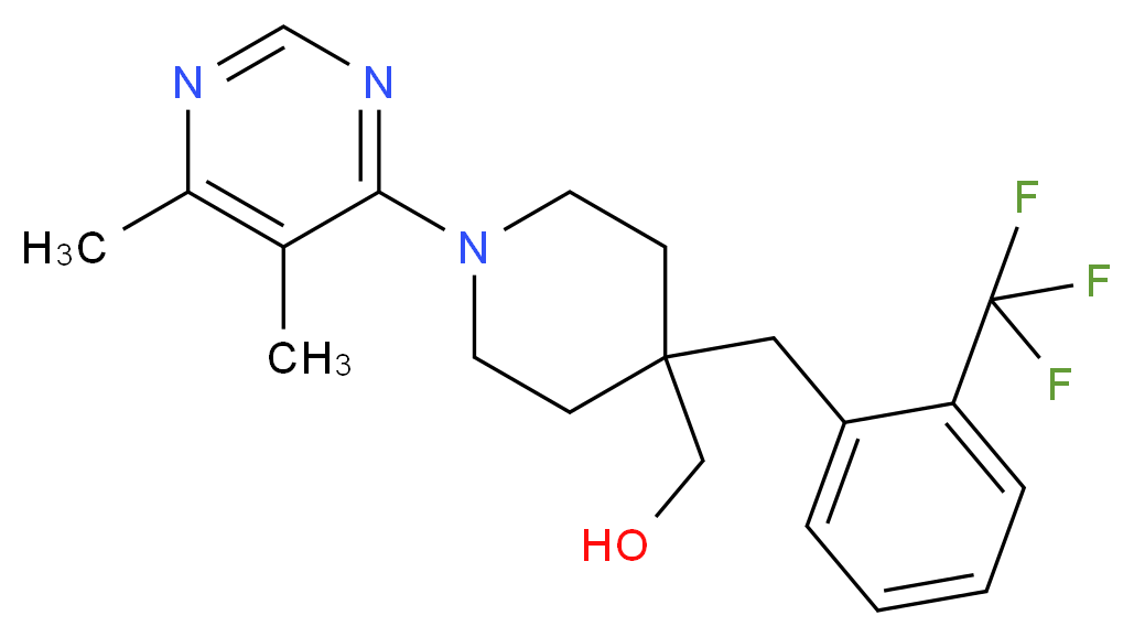 {1-(5,6-dimethylpyrimidin-4-yl)-4-[2-(trifluoromethyl)benzyl]piperidin-4-yl}methanol_分子结构_CAS_)