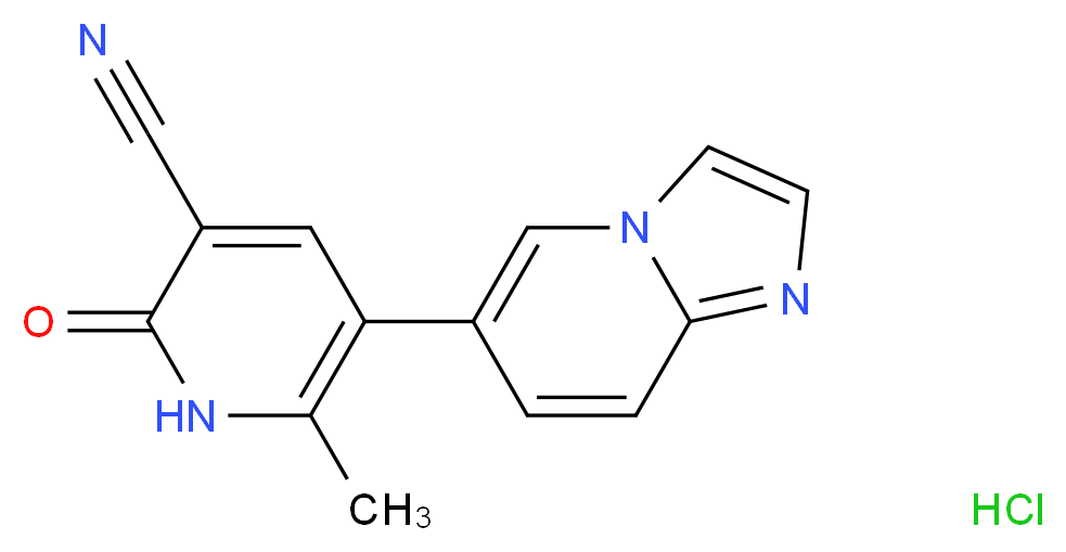 5-{imidazo[1,2-a]pyridin-6-yl}-6-methyl-2-oxo-1,2-dihydropyridine-3-carbonitrile hydrochloride_分子结构_CAS_119615-63-3