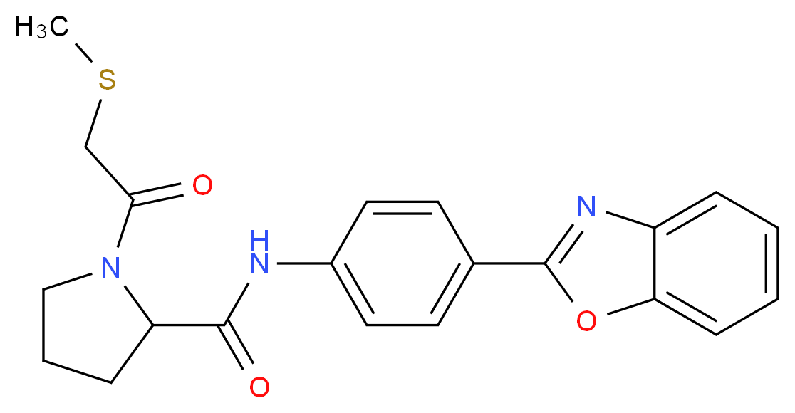 N-[4-(1,3-benzoxazol-2-yl)phenyl]-1-[(methylthio)acetyl]prolinamide_分子结构_CAS_)
