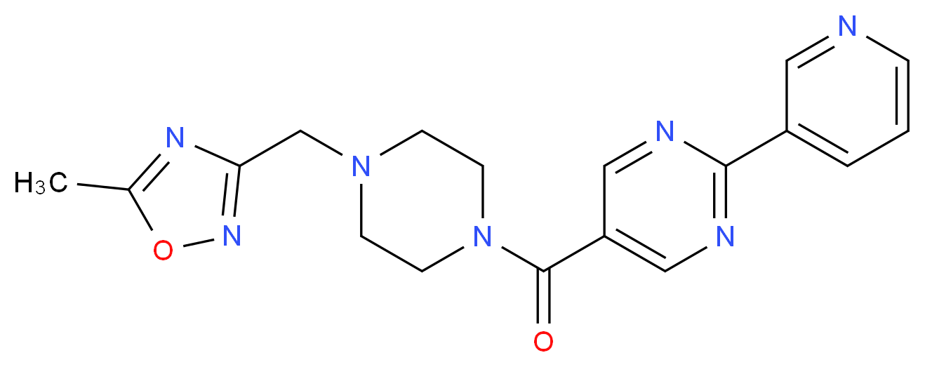 5-({4-[(5-methyl-1,2,4-oxadiazol-3-yl)methyl]-1-piperazinyl}carbonyl)-2-(3-pyridinyl)pyrimidine_分子结构_CAS_)