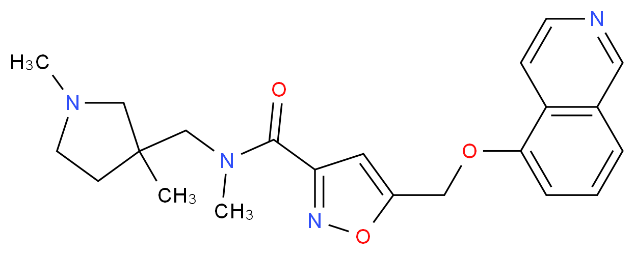 N-[(1,3-dimethylpyrrolidin-3-yl)methyl]-5-[(isoquinolin-5-yloxy)methyl]-N-methylisoxazole-3-carboxamide_分子结构_CAS_)