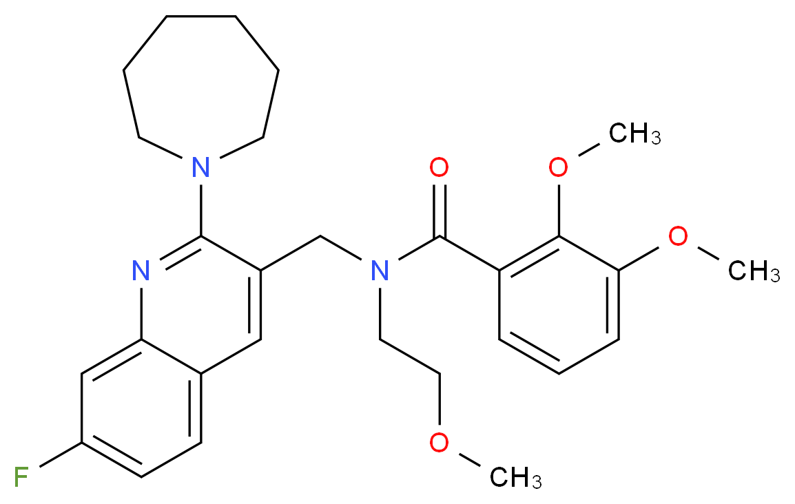 N-{[2-(1-azepanyl)-7-fluoro-3-quinolinyl]methyl}-2,3-dimethoxy-N-(2-methoxyethyl)benzamide_分子结构_CAS_)