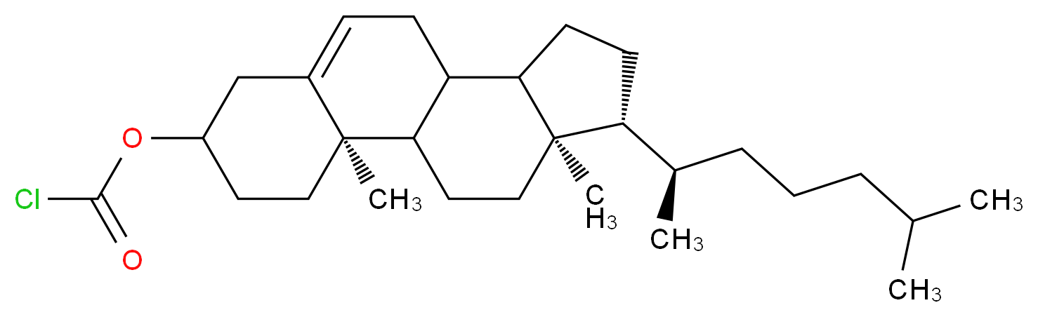 (2R,14R,15R)-2,15-dimethyl-14-[(2R)-6-methylheptan-2-yl]tetracyclo[8.7.0.0<sup>2</sup>,<sup>7</sup>.0<sup>1</sup><sup>1</sup>,<sup>1</sup><sup>5</sup>]heptadec-7-en-5-yl chloroformate_分子结构_CAS_7144-08-3