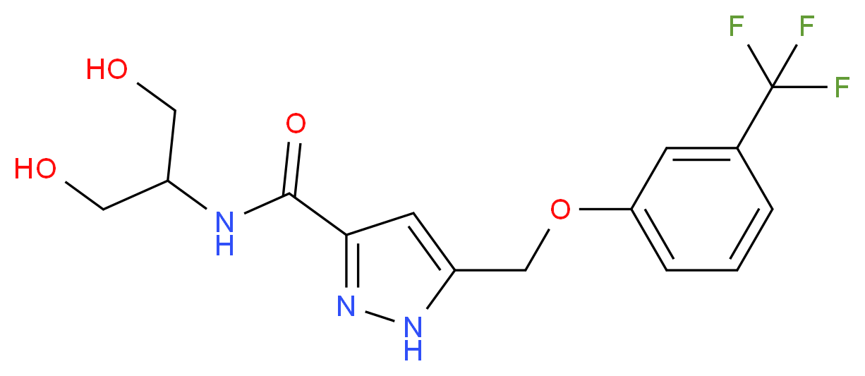 N-[2-hydroxy-1-(hydroxymethyl)ethyl]-5-{[3-(trifluoromethyl)phenoxy]methyl}-1H-pyrazole-3-carboxamide_分子结构_CAS_)