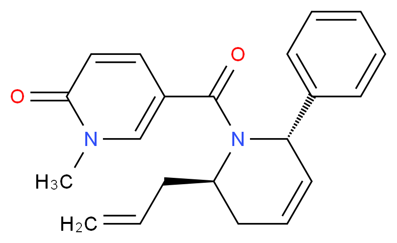 5-{[(2R*,6S*)-2-allyl-6-phenyl-3,6-dihydropyridin-1(2H)-yl]carbonyl}-1-methylpyridin-2(1H)-one_分子结构_CAS_)