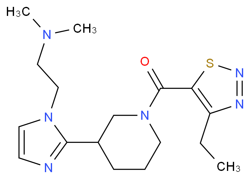 2-(2-{1-[(4-ethyl-1,2,3-thiadiazol-5-yl)carbonyl]piperidin-3-yl}-1H-imidazol-1-yl)-N,N-dimethylethanamine_分子结构_CAS_)