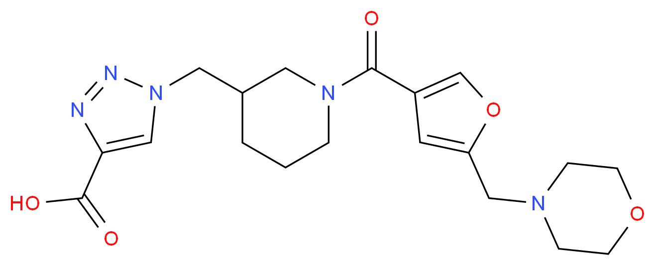 1-({1-[5-(4-morpholinylmethyl)-3-furoyl]-3-piperidinyl}methyl)-1H-1,2,3-triazole-4-carboxylic acid_分子结构_CAS_)