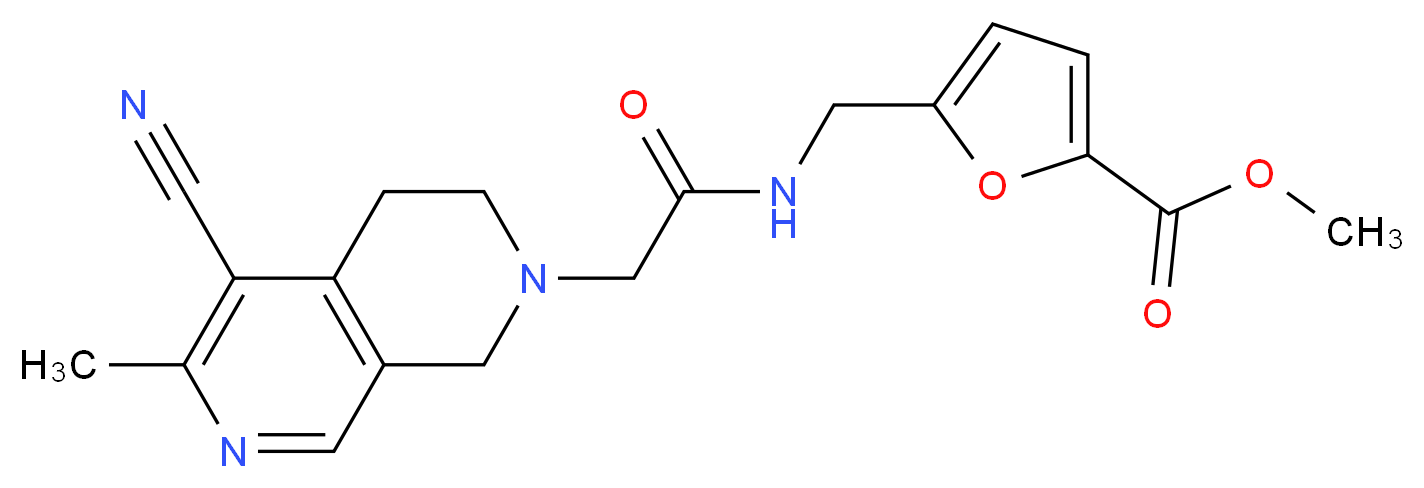 methyl 5-({[(5-cyano-6-methyl-3,4-dihydro-2,7-naphthyridin-2(1H)-yl)acetyl]amino}methyl)-2-furoate_分子结构_CAS_)