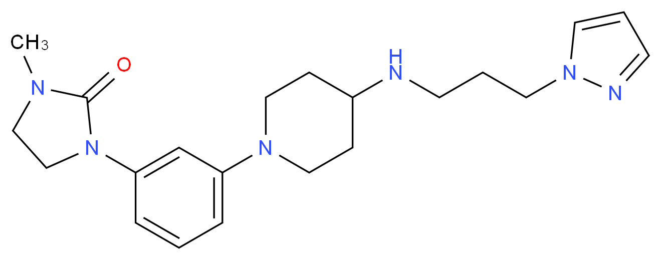 1-methyl-3-[3-(4-{[3-(1H-pyrazol-1-yl)propyl]amino}-1-piperidinyl)phenyl]-2-imidazolidinone_分子结构_CAS_)