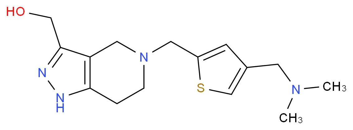 [5-({4-[(dimethylamino)methyl]-2-thienyl}methyl)-4,5,6,7-tetrahydro-1H-pyrazolo[4,3-c]pyridin-3-yl]methanol_分子结构_CAS_)