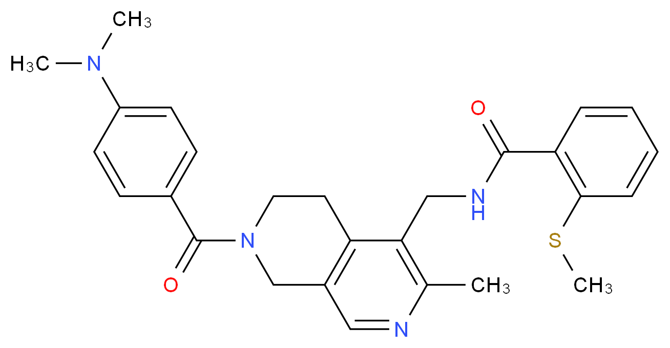 N-({7-[4-(dimethylamino)benzoyl]-3-methyl-5,6,7,8-tetrahydro-2,7-naphthyridin-4-yl}methyl)-2-(methylthio)benzamide_分子结构_CAS_)