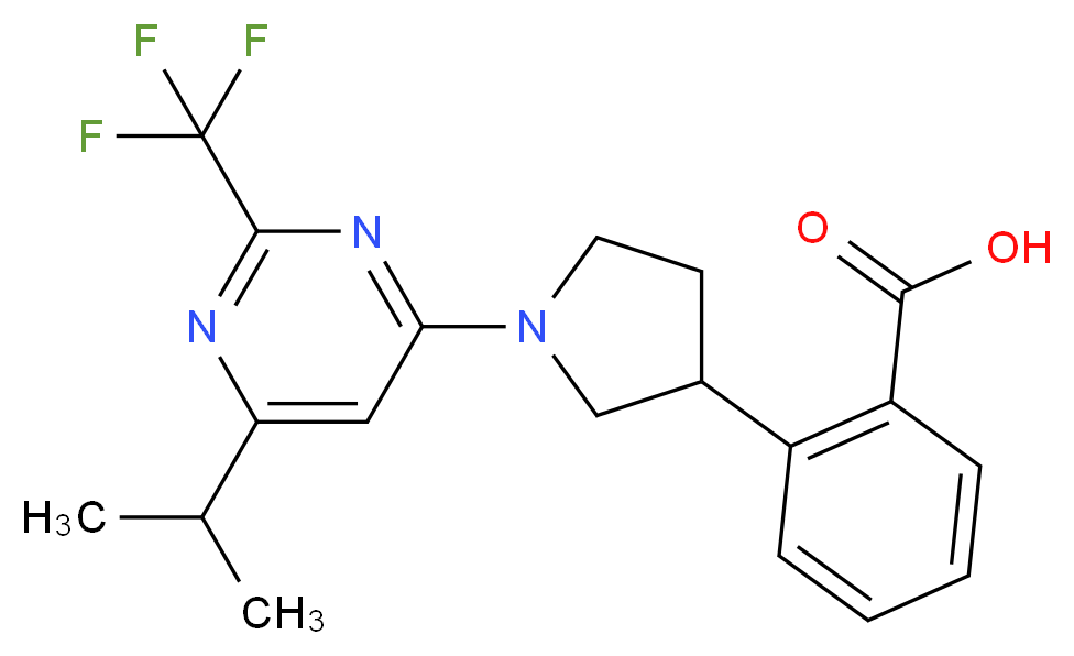 2-{1-[6-isopropyl-2-(trifluoromethyl)-4-pyrimidinyl]-3-pyrrolidinyl}benzoic acid_分子结构_CAS_)