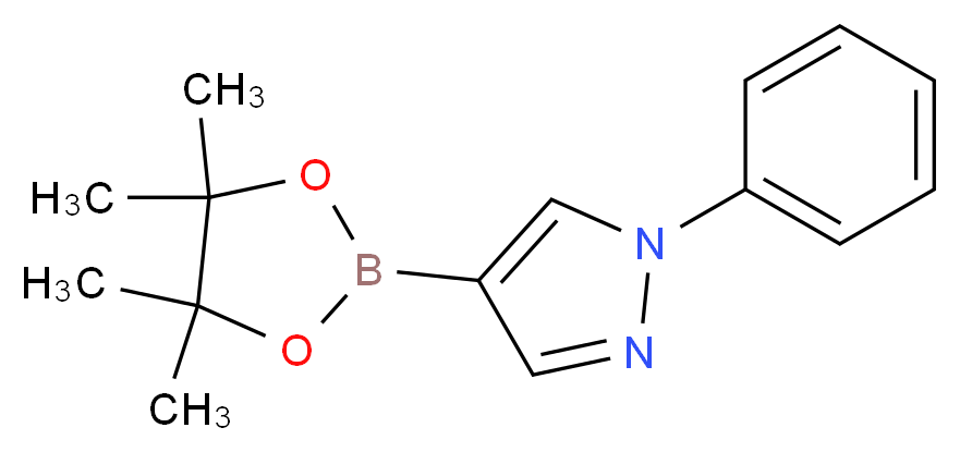 1-phenyl-4-(tetramethyl-1,3,2-dioxaborolan-2-yl)-1H-pyrazole_分子结构_CAS_1002334-12-4