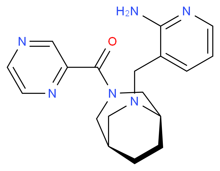 3-{[(1R*,5R*)-3-(2-pyrazinylcarbonyl)-3,6-diazabicyclo[3.2.2]non-6-yl]methyl}-2-pyridinamine_分子结构_CAS_)