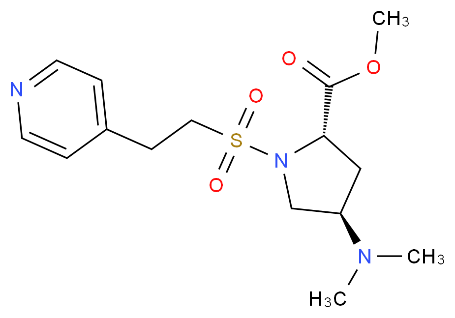 methyl (2S,4R)-4-(dimethylamino)-1-[(2-pyridin-4-ylethyl)sulfonyl]pyrrolidine-2-carboxylate_分子结构_CAS_)