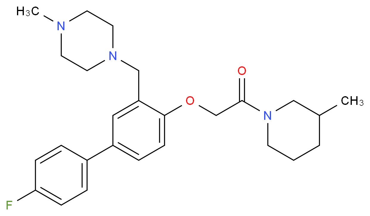 1-({4'-fluoro-4-[2-(3-methyl-1-piperidinyl)-2-oxoethoxy]-3-biphenylyl}methyl)-4-methylpiperazine_分子结构_CAS_)