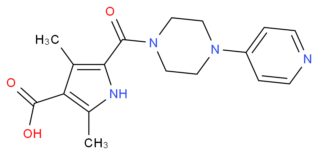 2,4-dimethyl-5-[(4-pyridin-4-ylpiperazin-1-yl)carbonyl]-1H-pyrrole-3-carboxylic acid_分子结构_CAS_)