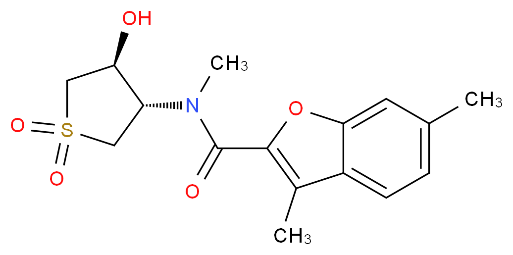 N-[(3S*,4S*)-4-hydroxy-1,1-dioxidotetrahydro-3-thienyl]-N,3,6-trimethyl-1-benzofuran-2-carboxamide_分子结构_CAS_)