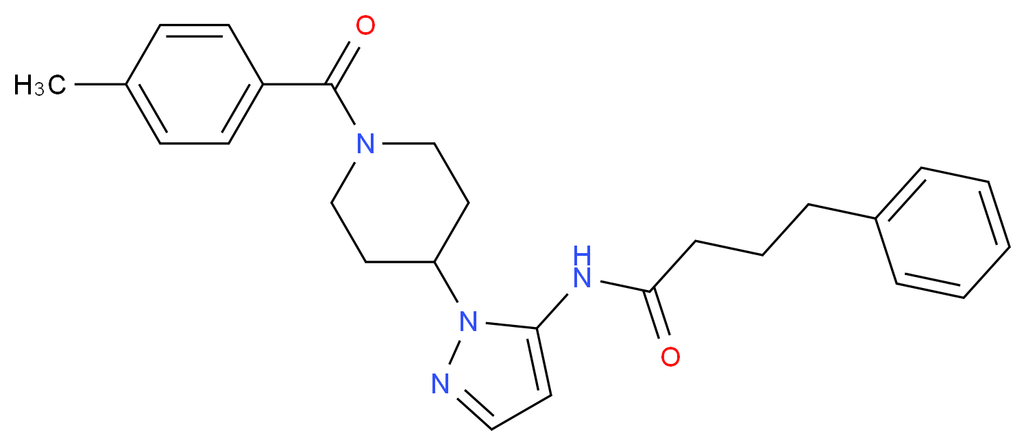 N-{1-[1-(4-methylbenzoyl)-4-piperidinyl]-1H-pyrazol-5-yl}-4-phenylbutanamide_分子结构_CAS_)