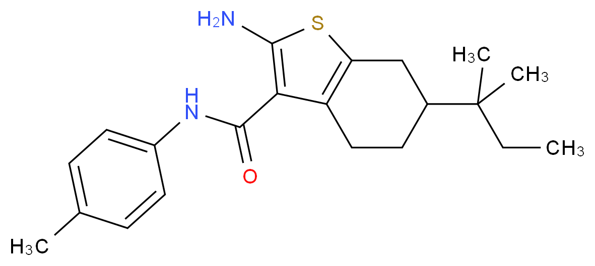 2-Amino-6-tert-pentyl-N-p-tolyl-4,5,6,7-tetrahydrobenzo[b]thiophene-3-carboxamide_分子结构_CAS_)