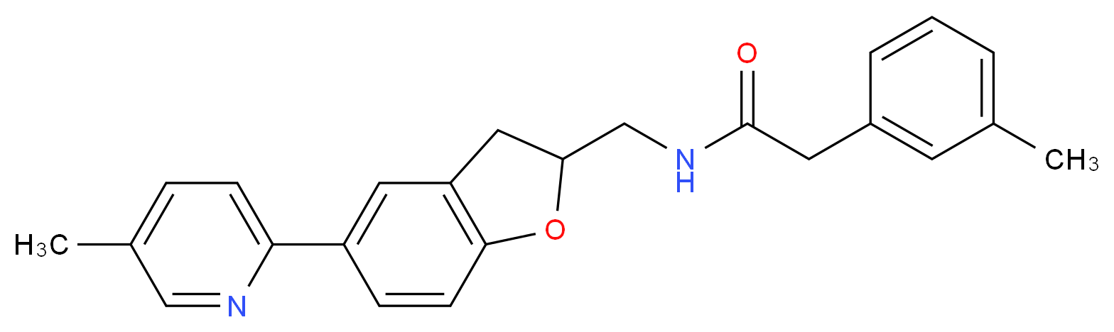 2-(3-methylphenyl)-N-{[5-(5-methyl-2-pyridinyl)-2,3-dihydro-1-benzofuran-2-yl]methyl}acetamide_分子结构_CAS_)