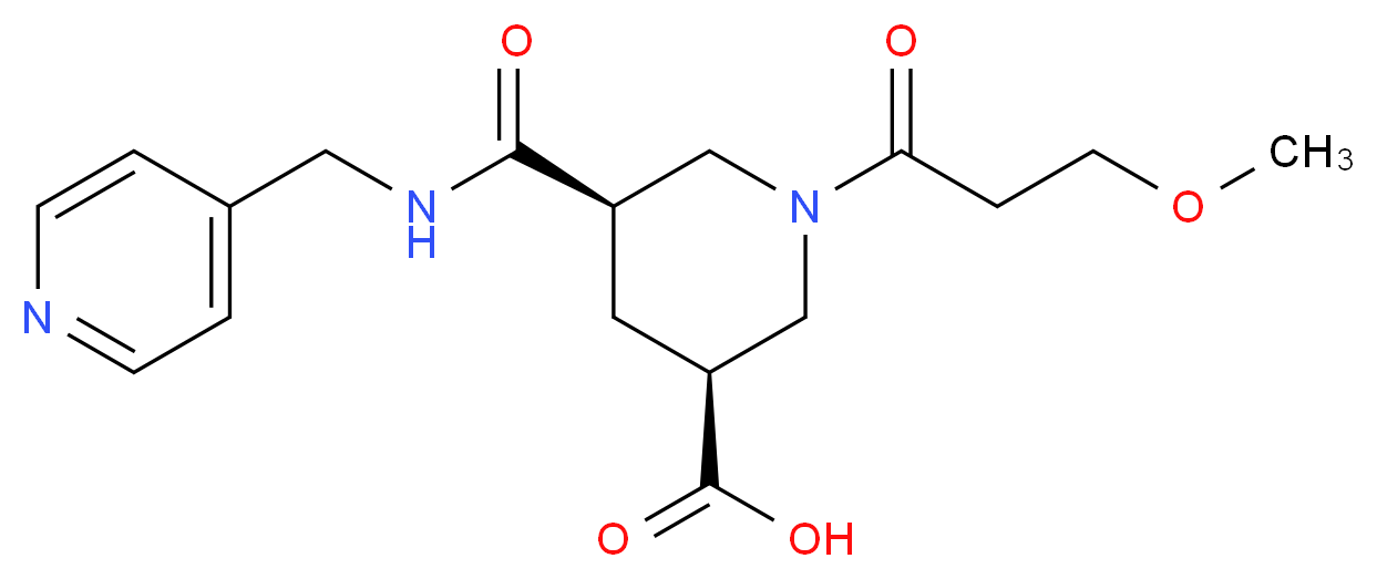 (3S*,5R*)-1-(3-methoxypropanoyl)-5-{[(4-pyridinylmethyl)amino]carbonyl}-3-piperidinecarboxylic acid_分子结构_CAS_)