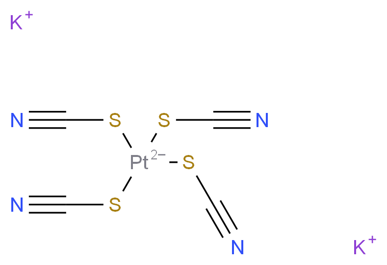 四(硫代氰酸根合)铂(II)酸钾_分子结构_CAS_14244-61-2)