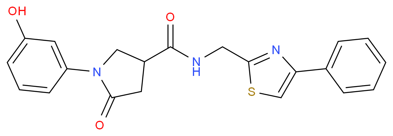 1-(3-hydroxyphenyl)-5-oxo-N-[(4-phenyl-1,3-thiazol-2-yl)methyl]pyrrolidine-3-carboxamide_分子结构_CAS_)