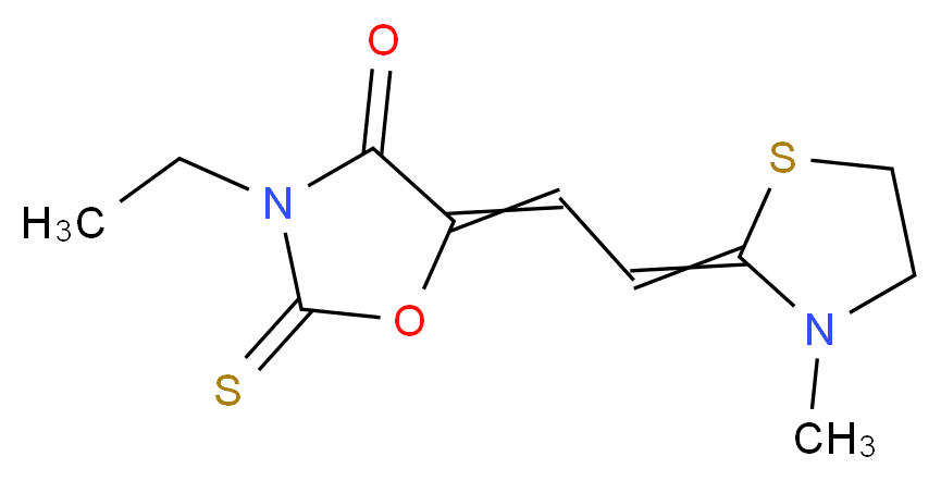 3-ethyl-5-[2-(3-methyl-1,3-thiazolidin-2-ylidene)ethylidene]-2-sulfanylidene-1,3-oxazolidin-4-one_分子结构_CAS_35795-44-9