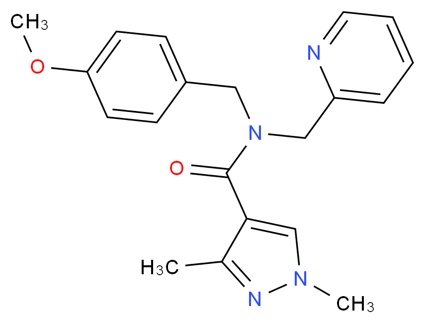 N-(4-methoxybenzyl)-1,3-dimethyl-N-(pyridin-2-ylmethyl)-1H-pyrazole-4-carboxamide_分子结构_CAS_)