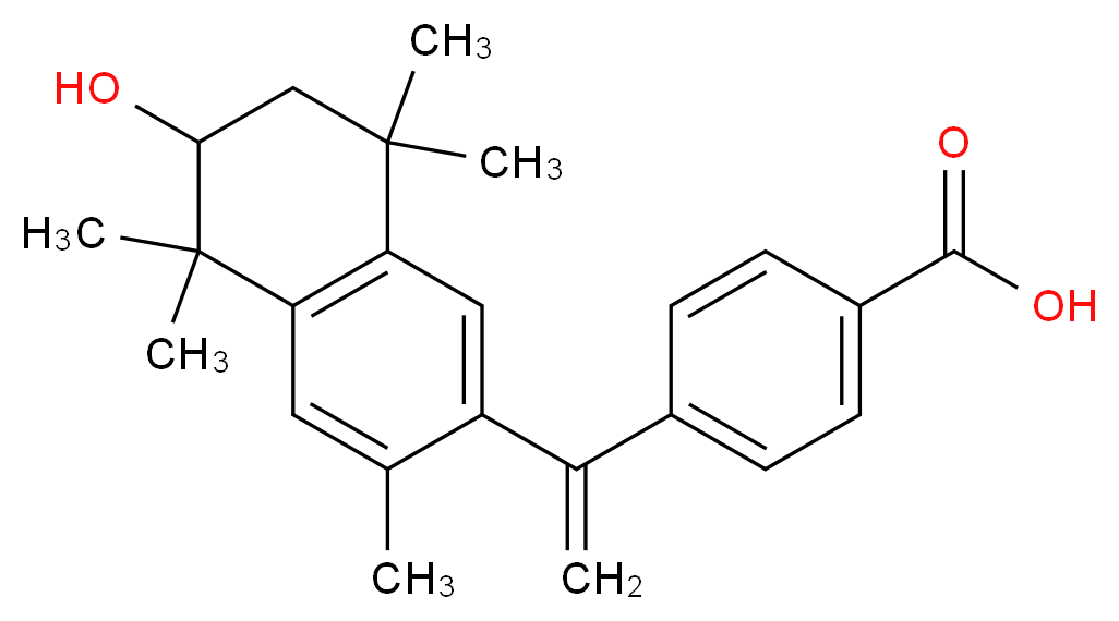 4-[1-(6-hydroxy-3,5,5,8,8-pentamethyl-5,6,7,8-tetrahydronaphthalen-2-yl)ethenyl]benzoic acid_分子结构_CAS_368451-07-4