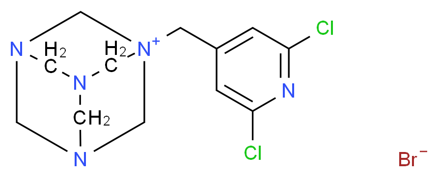 1-[(2,6-dichloro-4-pyridyl)methyl]-3,5,7-triaza-1-azoniatricyclo[3.3.1.1~3,7~]decane bromide_分子结构_CAS_)