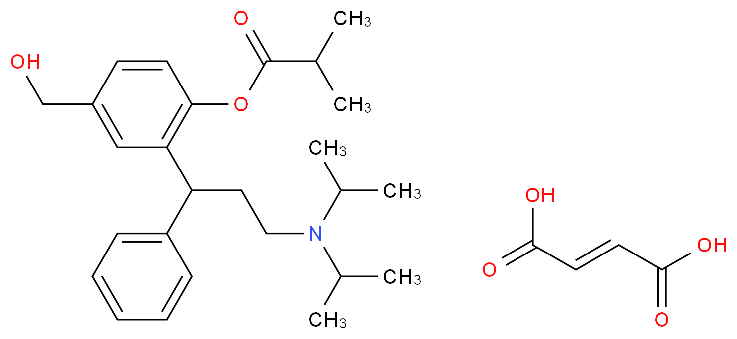 (2E)-but-2-enedioic acid 2-{3-[bis(propan-2-yl)amino]-1-phenylpropyl}-4-(hydroxymethyl)phenyl 2-methylpropanoate_分子结构_CAS_1333234-73-3