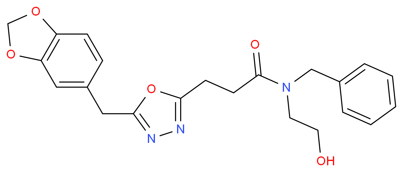 3-[5-(1,3-benzodioxol-5-ylmethyl)-1,3,4-oxadiazol-2-yl]-N-benzyl-N-(2-hydroxyethyl)propanamide_分子结构_CAS_)