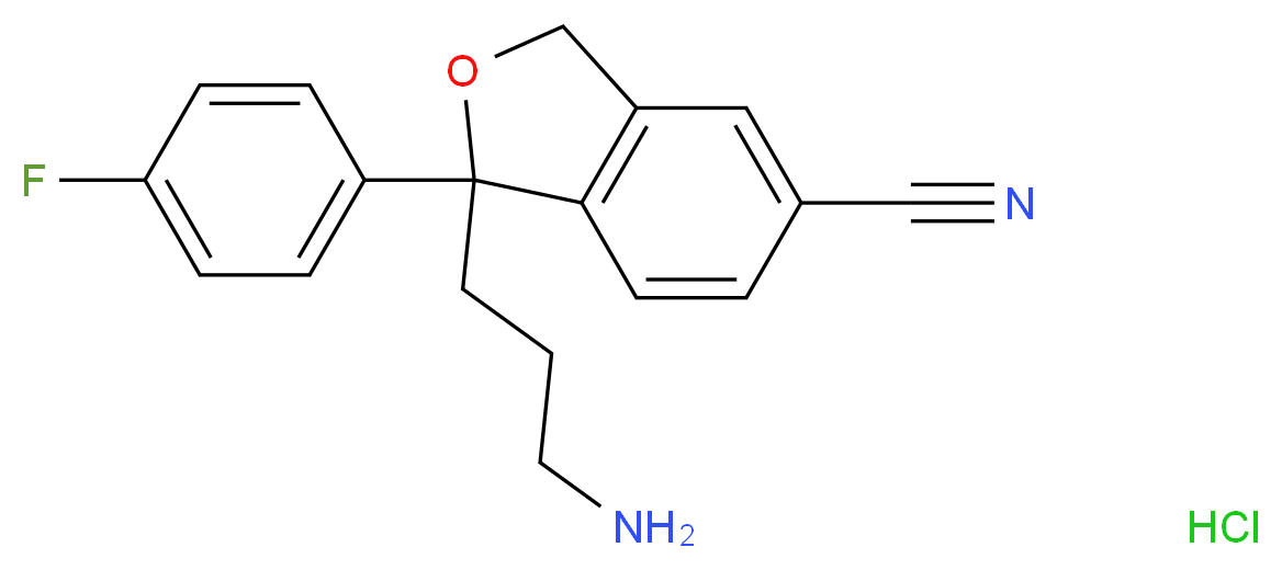 1-(3-aminopropyl)-1-(4-fluorophenyl)-1,3-dihydro-2-benzofuran-5-carbonitrile hydrochloride_分子结构_CAS_1189694-81-2