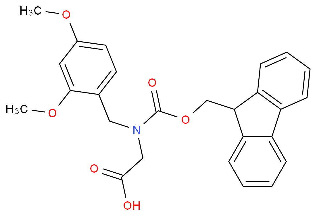 2-{[(2,4-dimethoxyphenyl)methyl][(9H-fluoren-9-ylmethoxy)carbonyl]amino}acetic acid_分子结构_CAS_166881-42-1