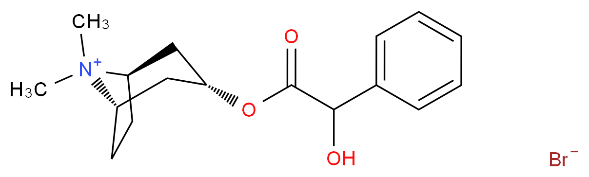 (1R,3S,5S)-3-[(2-hydroxy-2-phenylacetyl)oxy]-8,8-dimethyl-8-azabicyclo[3.2.1]octan-8-ium bromide_分子结构_CAS_80-49-9