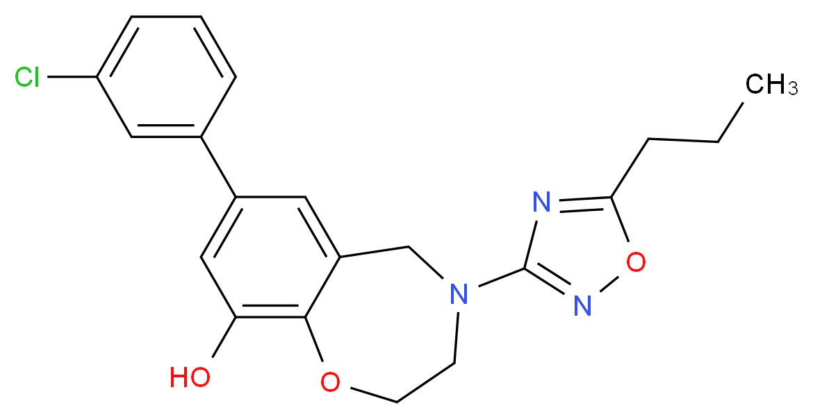 7-(3-chlorophenyl)-4-(5-propyl-1,2,4-oxadiazol-3-yl)-2,3,4,5-tetrahydro-1,4-benzoxazepin-9-ol_分子结构_CAS_)