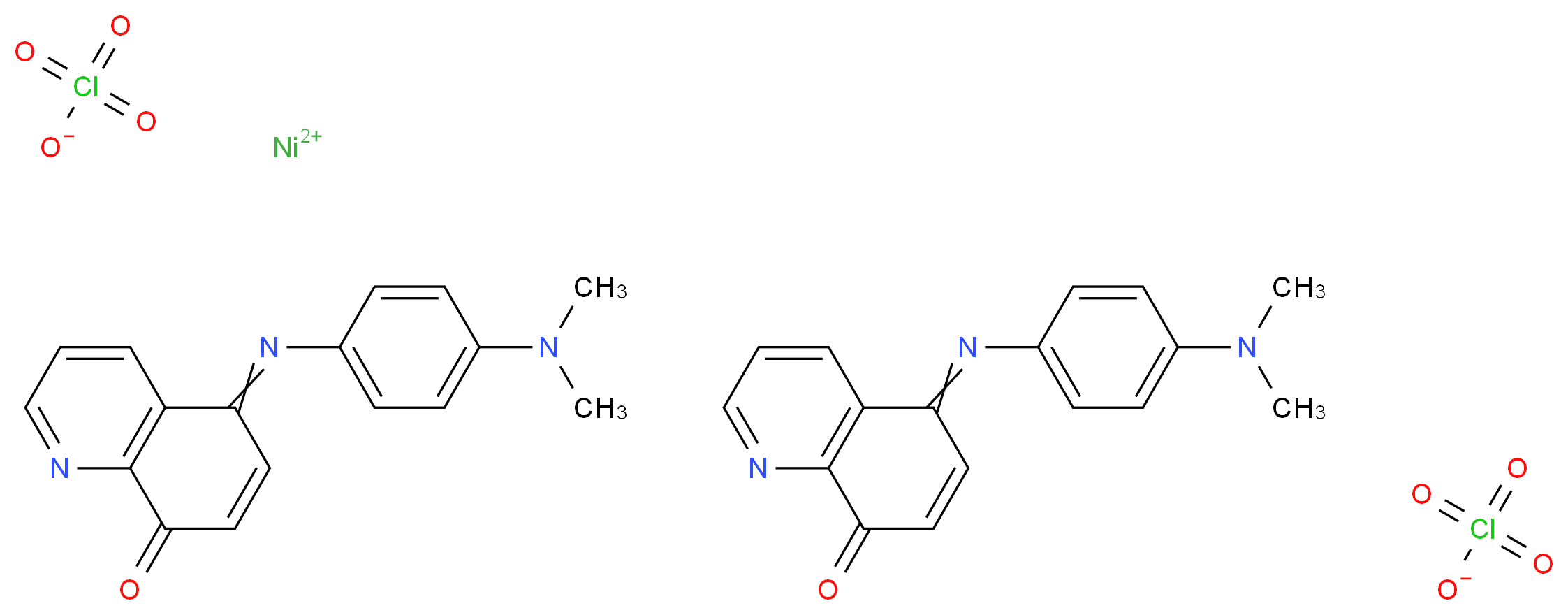 nickel(2+) ion bis(5-{[4-(dimethylamino)phenyl]imino}-5,8-dihydroquinolin-8-one) diperchlorate_分子结构_CAS_111792-92-8