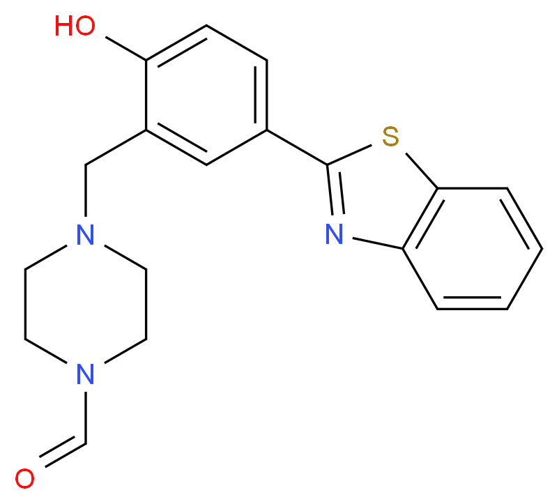 4-[5-(1,3-benzothiazol-2-yl)-2-hydroxybenzyl]-1-piperazinecarbaldehyde_分子结构_CAS_)
