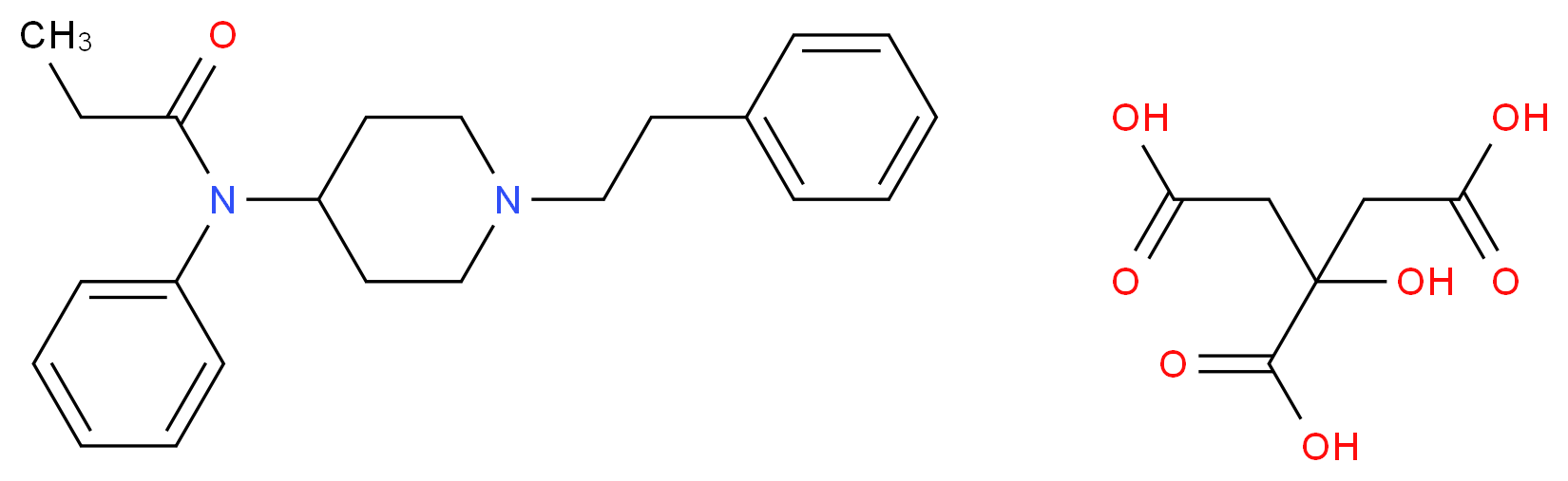 2-hydroxypropane-1,2,3-tricarboxylic acid; N-phenyl-N-[1-(2-phenylethyl)piperidin-4-yl]propanamide_分子结构_CAS_990-73-8