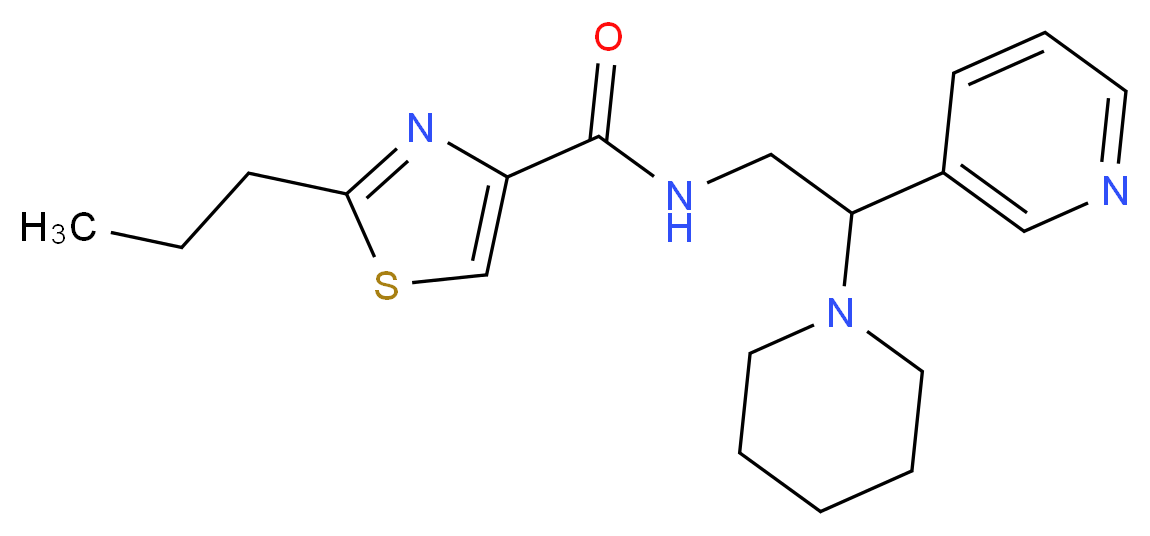 N-[2-(1-piperidinyl)-2-(3-pyridinyl)ethyl]-2-propyl-1,3-thiazole-4-carboxamide_分子结构_CAS_)