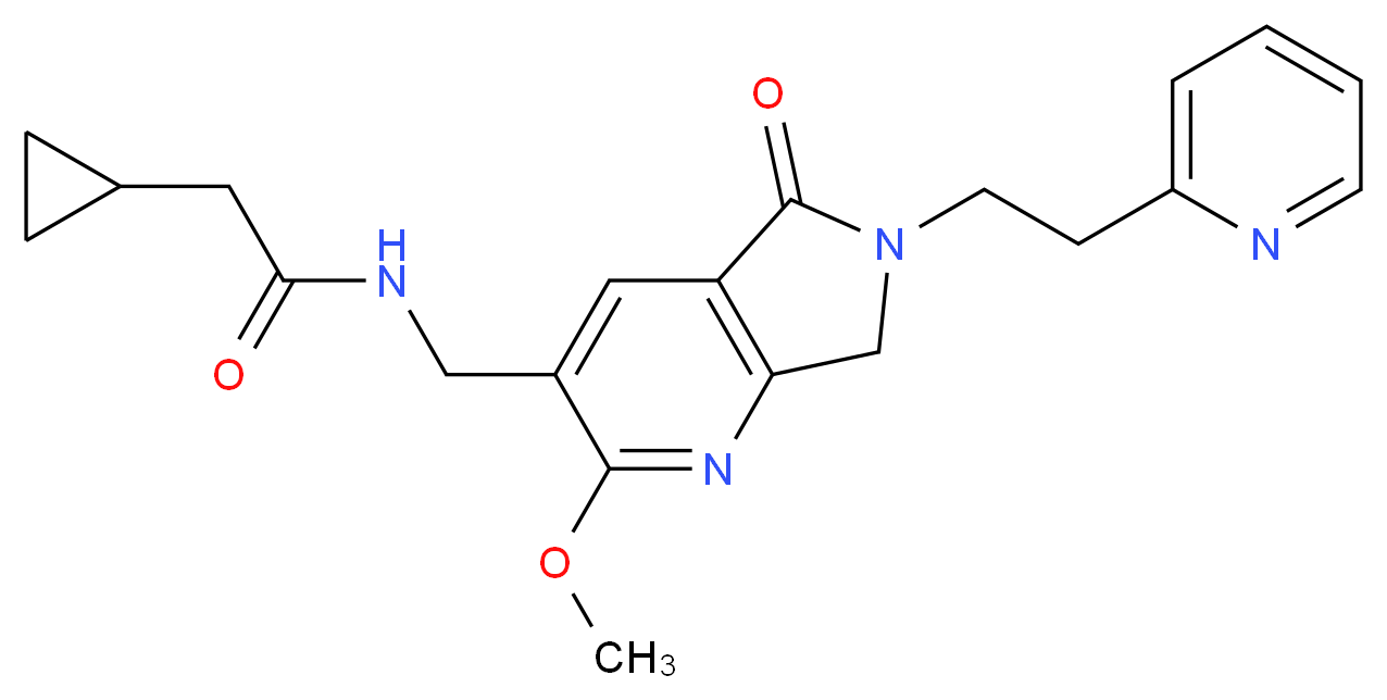 2-cyclopropyl-N-{[2-methoxy-5-oxo-6-(2-pyridin-2-ylethyl)-6,7-dihydro-5H-pyrrolo[3,4-b]pyridin-3-yl]methyl}acetamide_分子结构_CAS_)